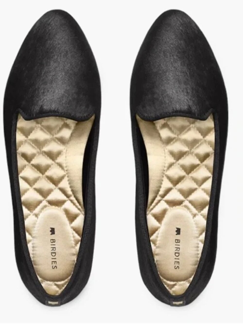 Birdies The Blackbird Black Calf Hair Smoking Loafers, Cushioned Slip, Size 11